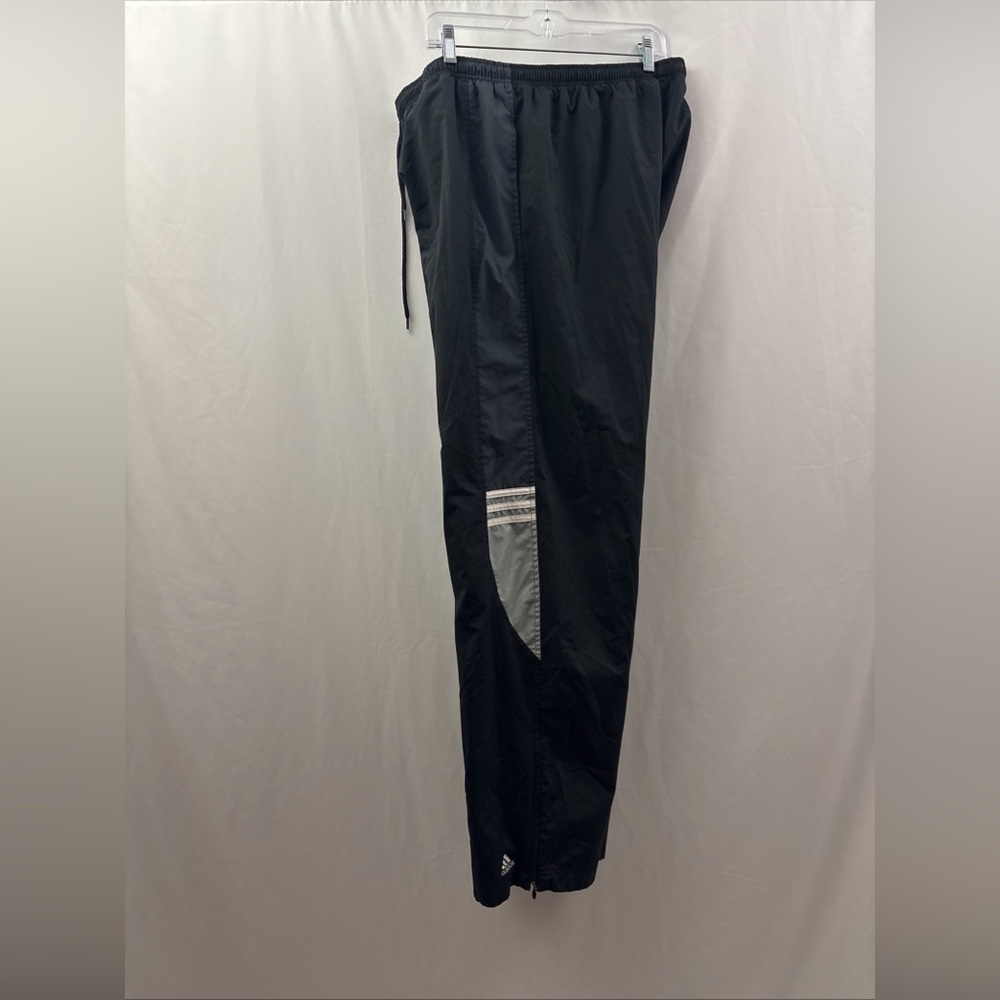 Vintage Adidas Pants Mens XL Black Windbreaker Joggers Ankle Zip Y2K Track - Picture 6 of 12